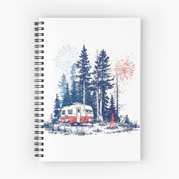 Item preview, Retro American Camping Scene with Fireworks | Patriotic Summer Camper Design designed and sold by DadGenX.