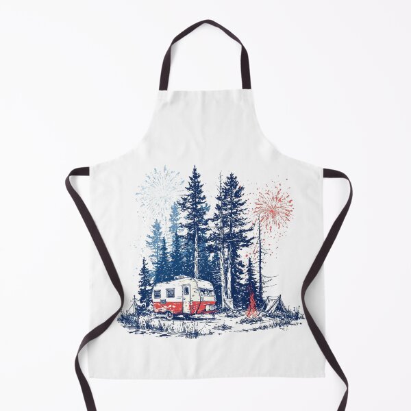 Item preview, Retro American Camping Scene with Fireworks | Patriotic Summer Camper Design designed and sold by DadGenX.