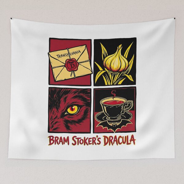 Item preview, Bram Stokers Dracula Pop Art Comic Panels Garlic Letter Eye Art designed and sold by Fenay Designs.