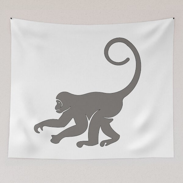 Item preview, Long-tailed monkey silhouette minimalist art black T-shirt animal gift designed and sold by Keltoi-art.
