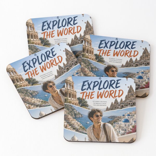 Item preview, Explore The World Vintage Travel Poster | Wanderlust Adventure Collage Art designed and sold by Inkora-Art.