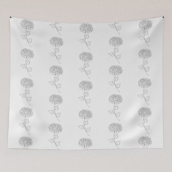 Item preview, Chrysanthemum November Birth Flower Pretty Line Drawing designed and sold by winterpumpkin.
