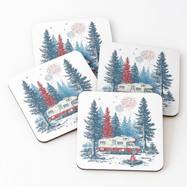 Item preview, Retro RV Camping Under Fireworks | Patriotic American Summer Design designed and sold by DadGenX.