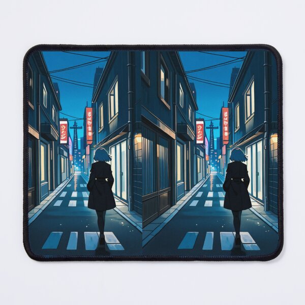 Item preview, Anime - Girl Coat Neon Night Street Walk designed and sold by AnimeShin.