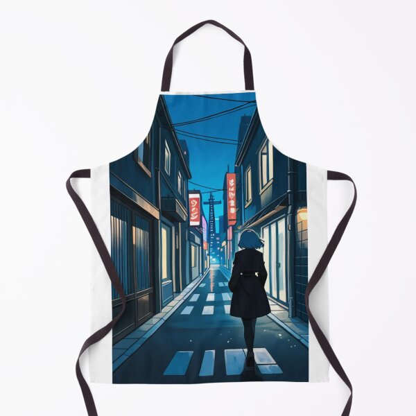 Item preview, Anime - Girl Coat Neon Night Street Walk designed and sold by AnimeShin.