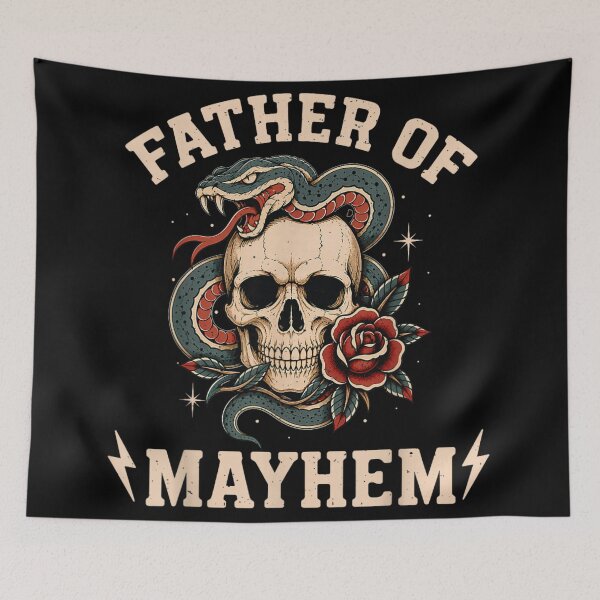 Item preview, Father Of Mayhem Vintage Tattoo Style Skull Snake And Red Rose designed and sold by Capisedo.