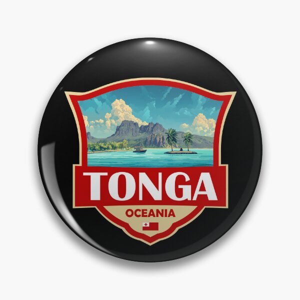 Item preview, Tonga Illustration Retro Badge designed and sold by KrisSidDesigns.