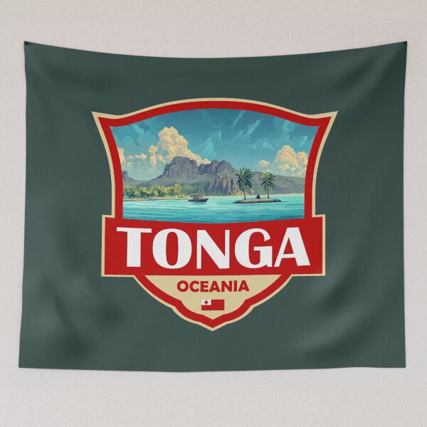 Item preview, Tonga Illustration Retro Badge designed and sold by KrisSidDesigns.