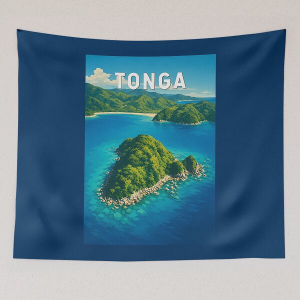 Item preview, Tonga Illustration Travel Art Vintage designed and sold by KrisSidDesigns.