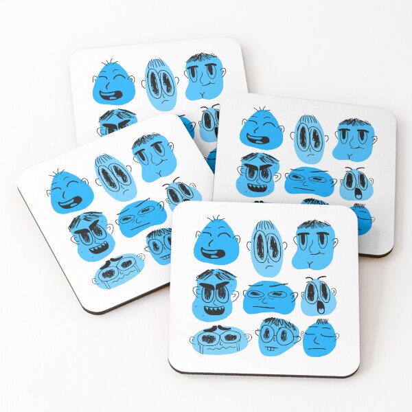 Item preview, 9 Moods Blue Character Face Art designed and sold by BitDoodle.