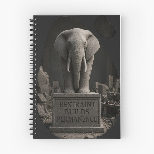 Item preview, Infrastructure Founder Restraint Builds Permanence Elephant Noir Art Print designed and sold by SavannaStrikes.