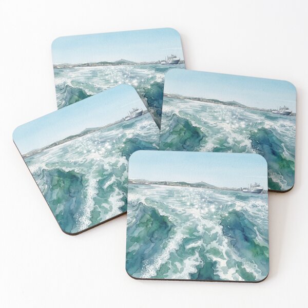 Item preview, SeaPan Ferry Wake in Watercolor Style — Digital Art Transformation from Real Photography designed and sold by M.ALK.Watercolor.