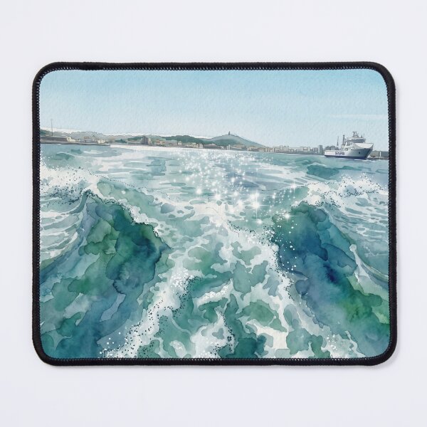 Item preview, SeaPan Ferry Wake in Watercolor Style — Digital Art Transformation from Real Photography designed and sold by M.ALK.Watercolor.