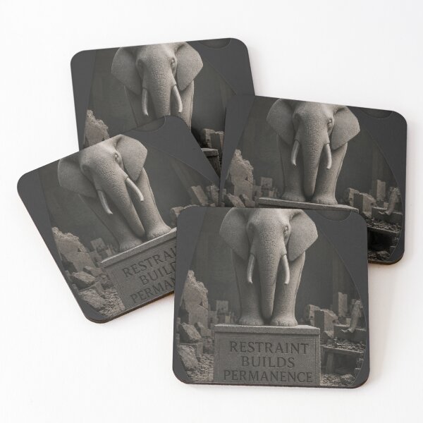 Item preview, Infrastructure Founder Restraint Builds Permanence Elephant Noir Art Print designed and sold by SavannaStrikes.