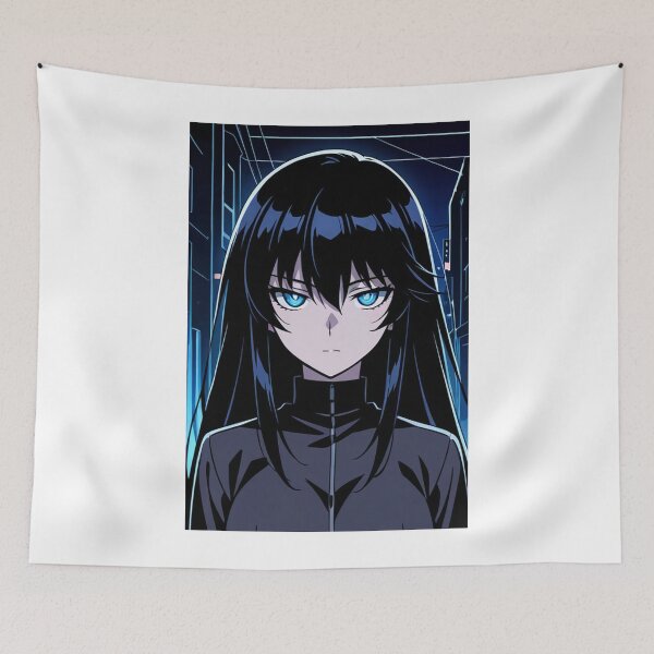Item preview, Anime - Girl Electric Blue Eyes Night City designed and sold by AnimeShin.