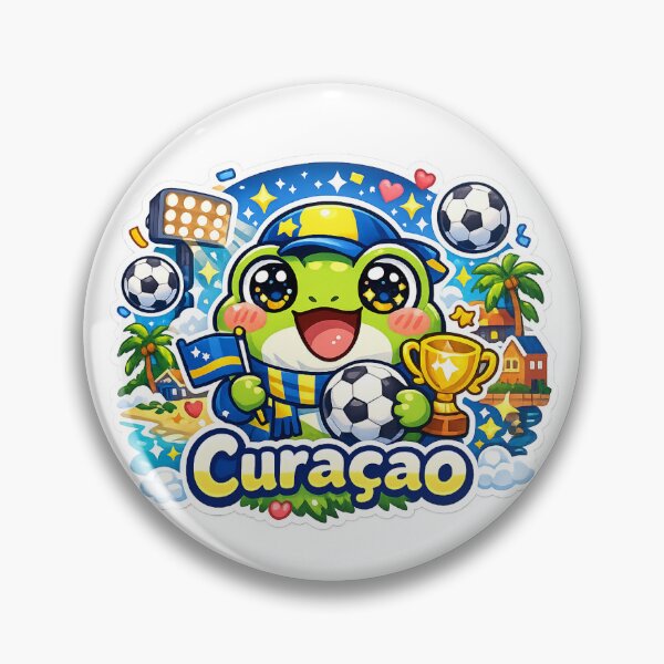Item preview, Cute Kawaii Frog Curaçao Soccer Fan Sticker designed and sold by Cozy404Lab.