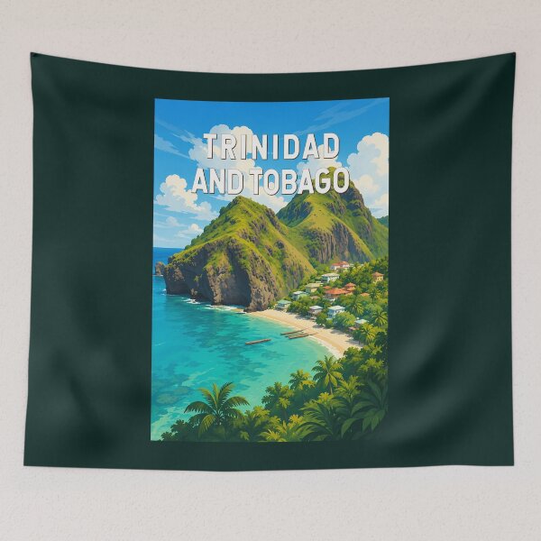 Item preview, Trinidad and Tobago Illustration Travel Art Vintage designed and sold by KrisSidDesigns.