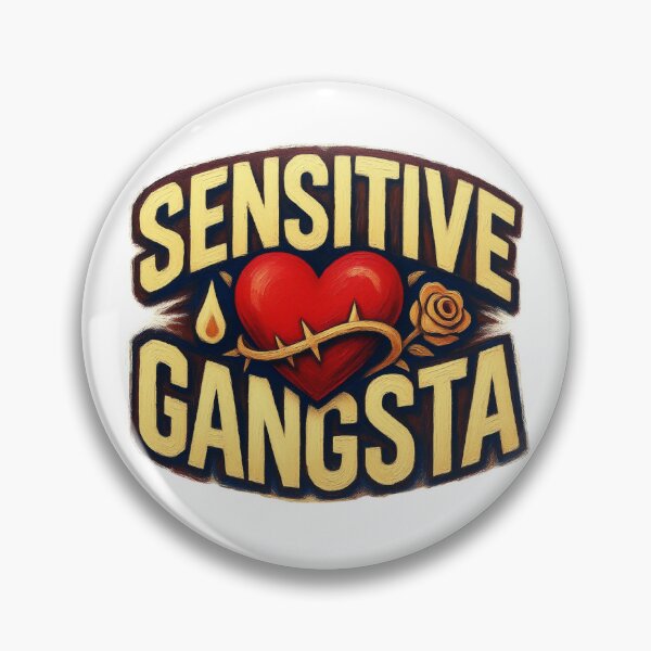 Item preview, Sensitive Gangsta Vintage Tattoo Heart Graphic Design designed and sold by MerchlyMike.