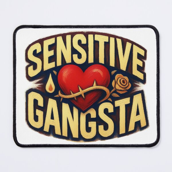 Item preview, Sensitive Gangsta Vintage Tattoo Heart Graphic Design designed and sold by MerchlyMike.