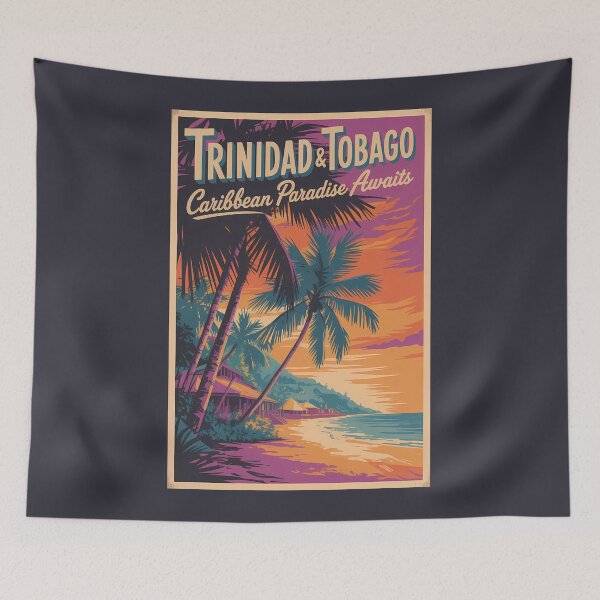 Item preview, Trinidad and Tobago Landscape Illustration Travel Art Vintage designed and sold by KrisSidDesigns.
