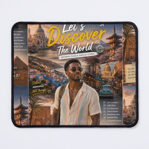 Item preview, Let’s Discover the World Travel Poster | Wanderlust Adventure Collage Art designed and sold by Inkora-Art.