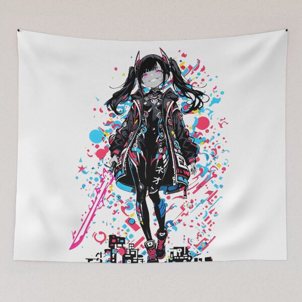 Item preview, NEON: Menacing Cyberpop Katana Straddle | Cute Cyberpunk Anime Girl designed and sold by Sytrics.
