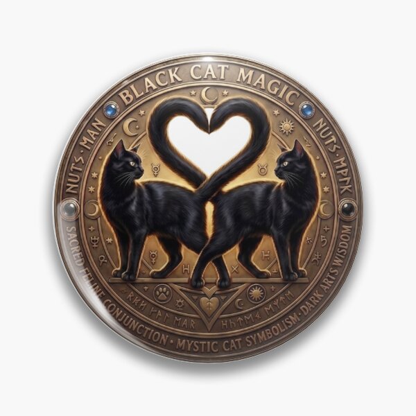 Item preview, Mystic Black Cats Heart - Sacred Feline Occult Symbol designed and sold by Spiritualwall.