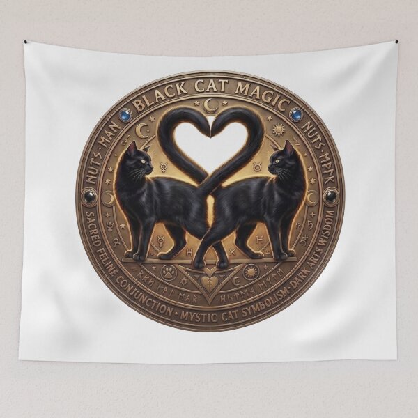 Item preview, Mystic Black Cats Heart - Sacred Feline Occult Symbol designed and sold by Spiritualwall.