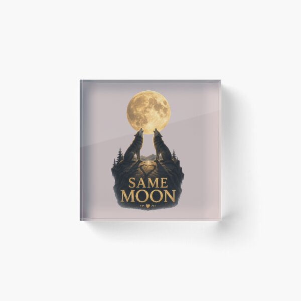 Item preview, Same Moon, Romantic Wolf Moon Design, Mystical Love Aesthetic Art designed and sold by JagrDesigns.