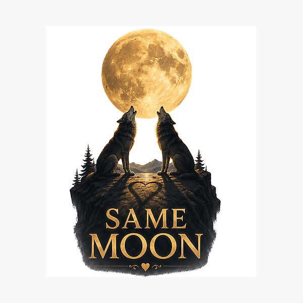 Item preview, Same Moon, Romantic Wolf Moon Design, Mystical Love Aesthetic Art designed and sold by JagrDesigns.