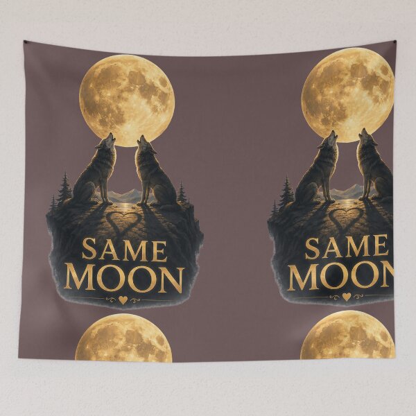 Item preview, Same Moon, Romantic Wolf Moon Design, Mystical Love Aesthetic Art designed and sold by JagrDesigns.