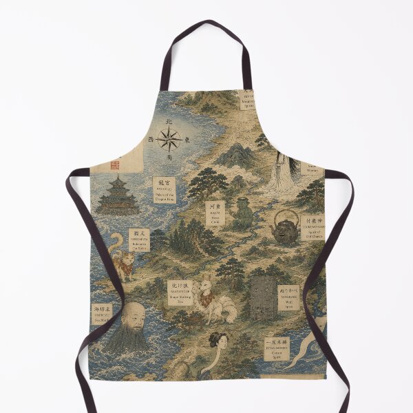 Item preview, Japanese Folklore Map Ukiyo-e Yokai Mythology Art Print designed and sold by Vandy Fullam.