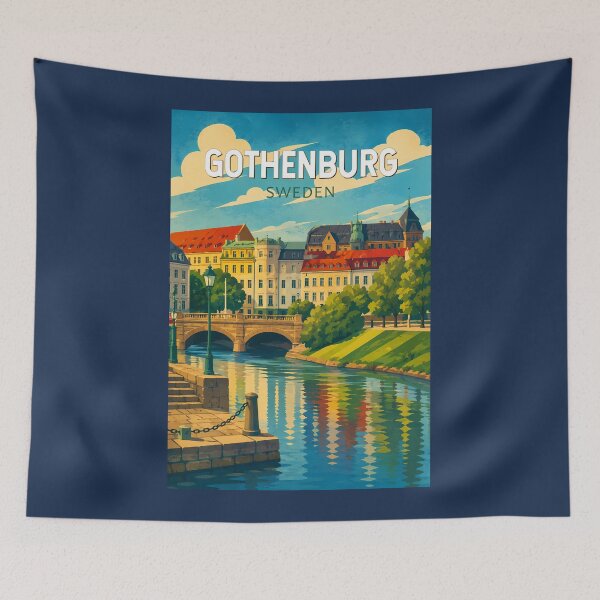 Item preview, Gothenburg Sweden Illustration Travel Art Vintage designed and sold by KrisSidDesigns.