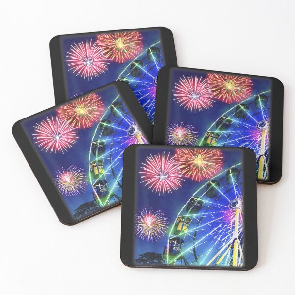 Item preview, Magical Carnival Ferris Wheel Colorful Fireworks Patriotic Night Summer Festival Art designed and sold by KrystinaGiGi.