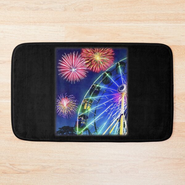 Item preview, Magical Carnival Ferris Wheel Colorful Fireworks Patriotic Night Summer Festival Art designed and sold by KrystinaGiGi.