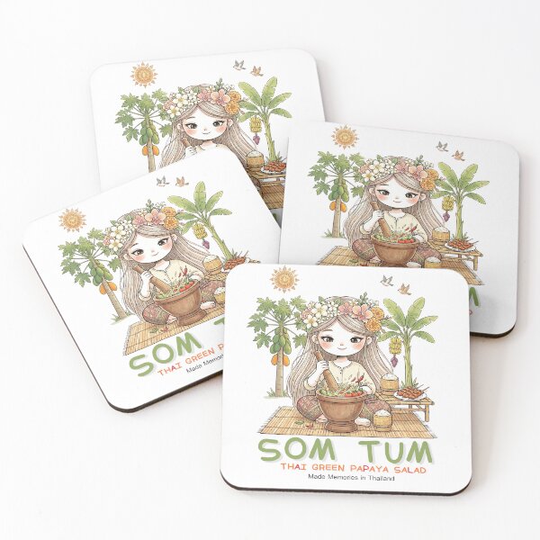 Item preview, Som Tum Cute Thailand Travel Girl | Thai Green Papaya Salad Kawaii Graphic | Welcome Thailand Foodie Vacation Art designed and sold by Beeform.