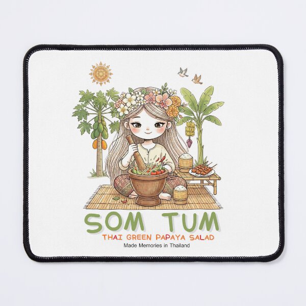 Item preview, Som Tum Cute Thailand Travel Girl | Thai Green Papaya Salad Kawaii Graphic | Welcome Thailand Foodie Vacation Art designed and sold by Beeform.