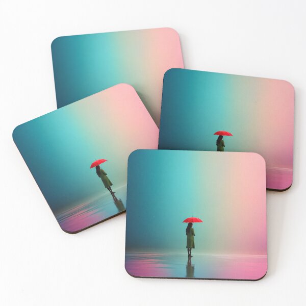 Item preview, Minimalist Woman with Red Umbrella Colorful Reflection Art designed and sold by PrimePrintLab.
