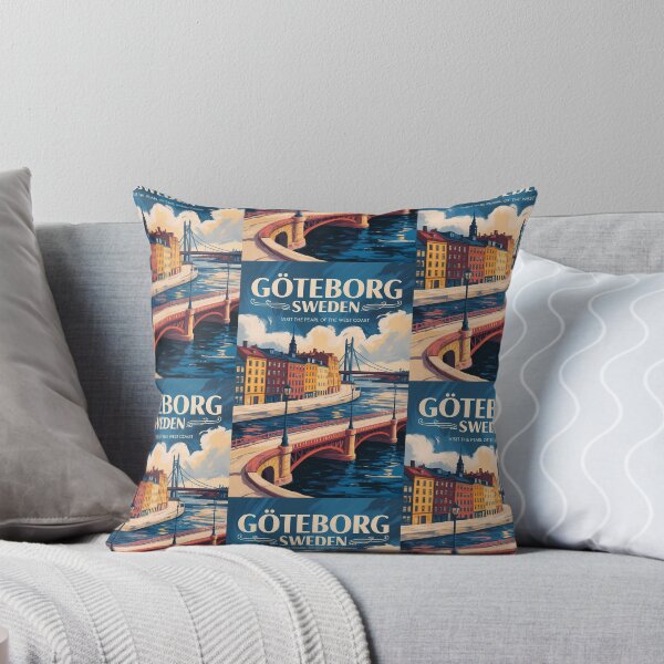 Item preview, Gothenburg Sweden Waterfront Illustration Travel Art Vintage designed and sold by KrisSidDesigns.