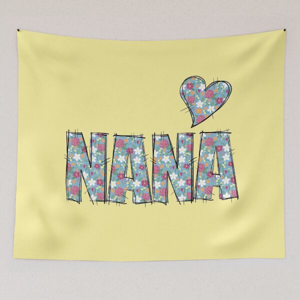 Item preview, Nana Grandma Patchwork Floral Stitch Pattern yellow background  designed and sold by missmann.