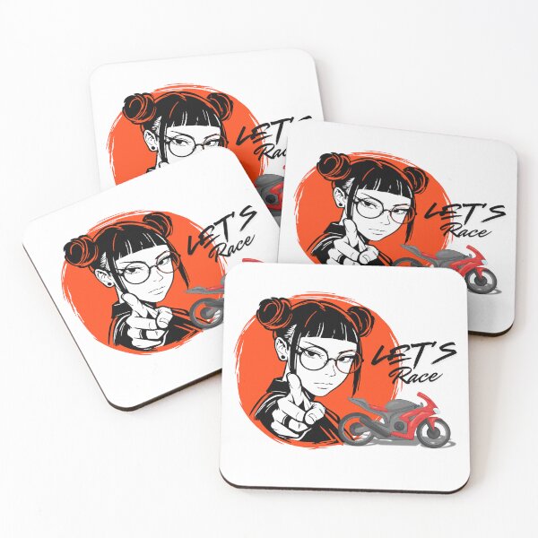 Item preview, Anime Biker Girl "Let's Race" Motorcycle  designed and sold by unboxedbyJuls.