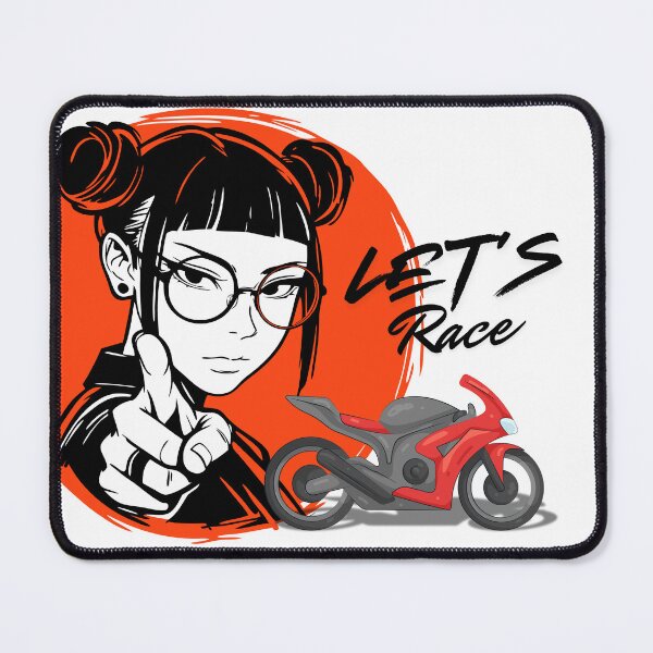 Item preview, Anime Biker Girl "Let's Race" Motorcycle designed and sold by unboxedbyJuls.
