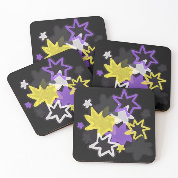Item preview, Non-Binary Starry Pride Flag Art | Yellow, Gray, Purple and White Star Burst Design designed and sold by ghostieking.