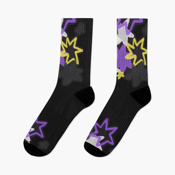 Item preview, Non-Binary Starry Pride Flag Art | Yellow, Gray, Purple and White Star Burst Design designed and sold by ghostieking.