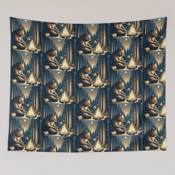Item preview, Campfire Bear – Cozy Night Art designed and sold by Dogandesighn.