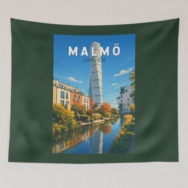 Item preview, Malmo Sweden Illustration Travel Art Vintage designed and sold by KrisSidDesigns.