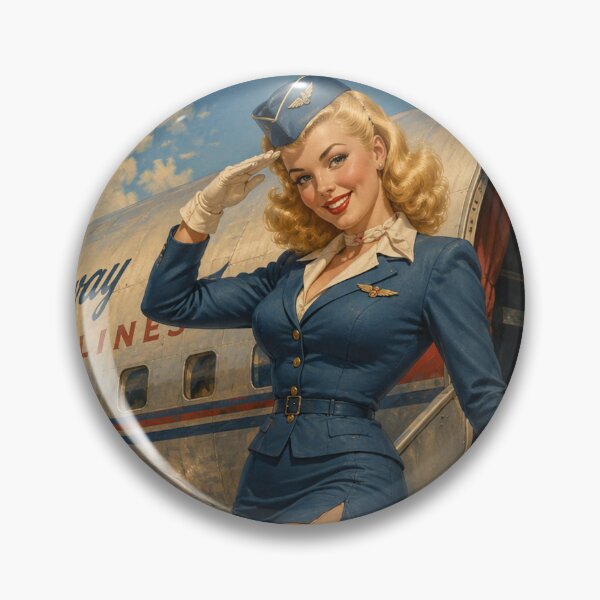 Item preview, Vintage Airline Stewardess Pin Up Retro 1950s Aviation Glamour Art designed and sold by MissSaylor.