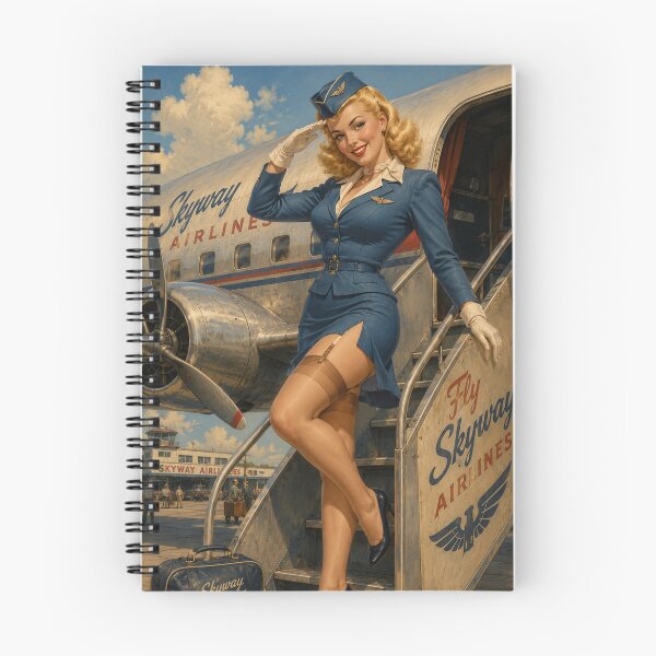 Item preview, Vintage Airline Stewardess Pin Up Retro 1950s Aviation Glamour Art designed and sold by MissSaylor.