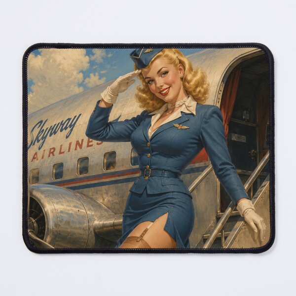 Item preview, Vintage Airline Stewardess Pin Up Retro 1950s Aviation Glamour Art designed and sold by MissSaylor.