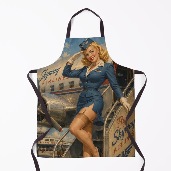 Item preview, Vintage Airline Stewardess Pin Up Retro 1950s Aviation Glamour Art designed and sold by MissSaylor.
